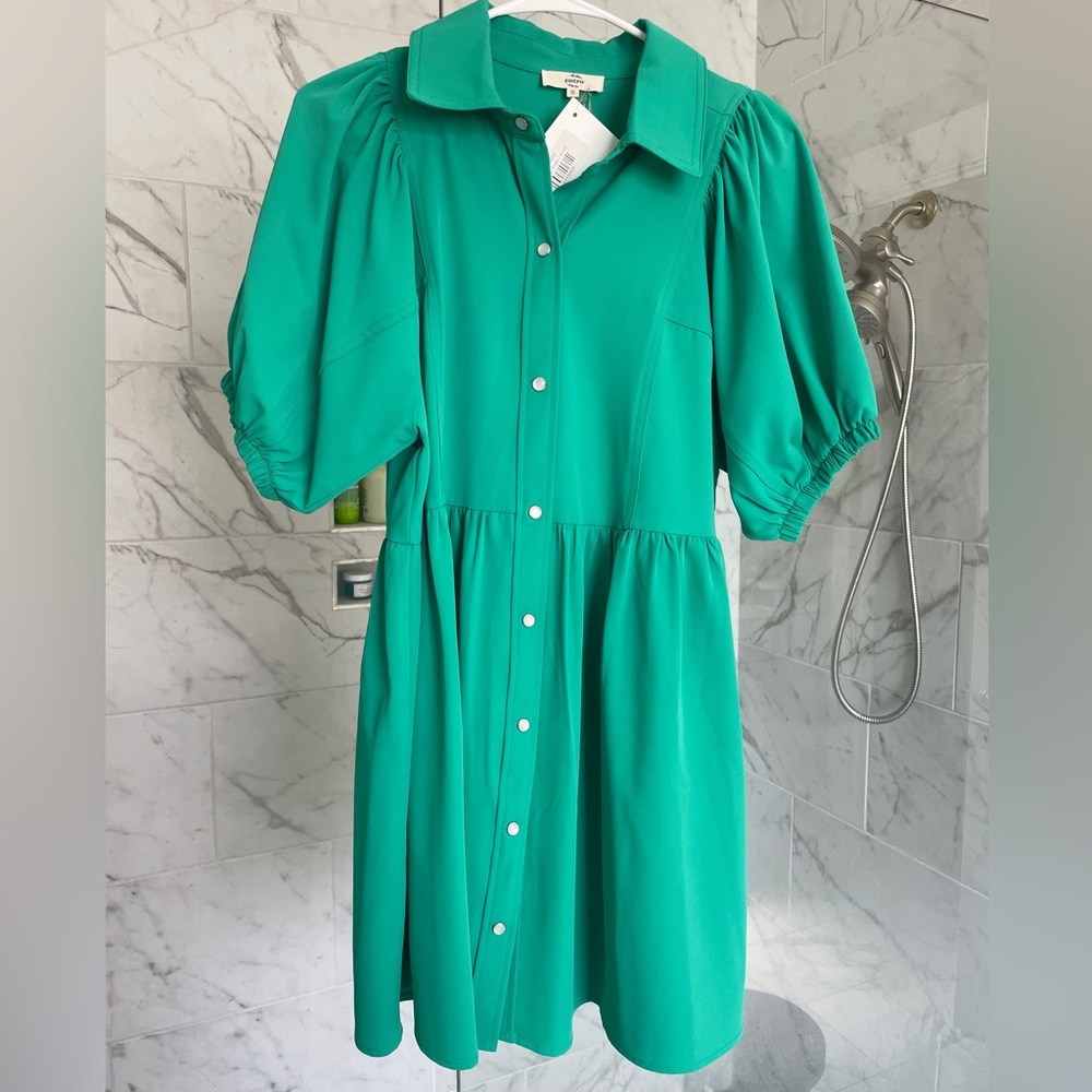 Entro green button front dress. Size small. New with tags